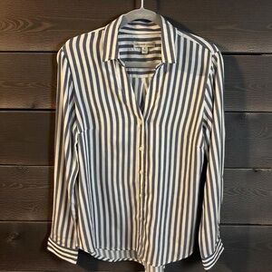 Alexander Jordan Navy and White Striped Button Down Shirt